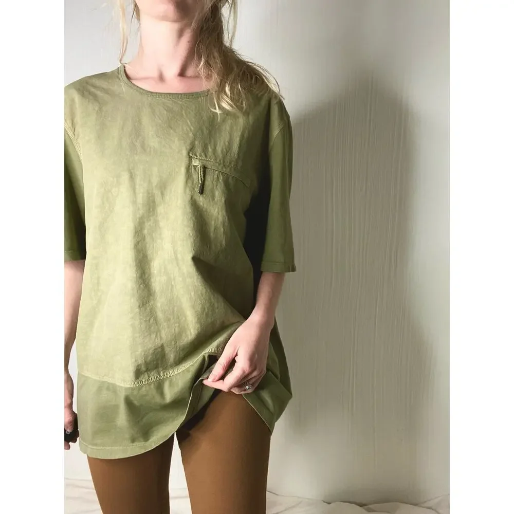 FOLK Moss Green Cotton Linen T Shirt US 5/XL - Picture 1 of 13